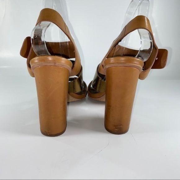 Sam Edelman Yelena Block Heel Gold Chunky Sandals - Picture 4 of 12